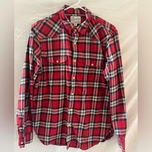 Lucky Brand Men’s Red and Blue Plaid Flannel Shirt
